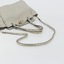 VALENTINO Rock Studs Hand Bag Leather 2way Gray Gold Auth ka4689A-9
