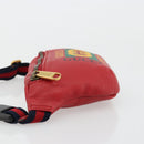 GUCCI Sherry Line Waist bag Leather Red Navy 527792 Auth ka4692A-4