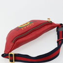 GUCCI Sherry Line Waist bag Leather Red Navy 527792 Auth ka4692A-6