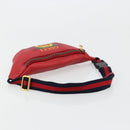 GUCCI Sherry Line Waist bag Leather Red Navy 527792 Auth ka4692A-7