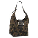 FENDI Zucca Canvas Hand Bag Brown Black Silver Auth ka4694A-1