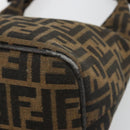 FENDI Zucca Canvas Hand Bag Brown Black Silver Auth ka4694A-10