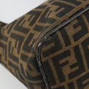 FENDI Zucca Canvas Hand Bag Brown Black Silver Auth ka4694A-11
