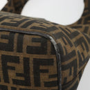 FENDI Zucca Canvas Hand Bag Brown Black Silver Auth ka4694A-12