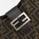 FENDI Zucca Canvas Hand Bag Brown Black Silver Auth ka4694A-15