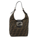 FENDI Zucca Canvas Hand Bag Brown Black Silver Auth ka4694A-2