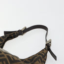 FENDI Zucca Canvas Hand Bag Brown Black Silver Auth ka4694A-8