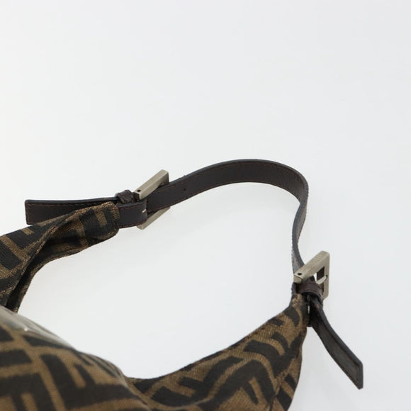 FENDI Zucca Canvas Hand Bag Brown Black Silver Auth ka4694A