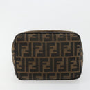 FENDI Zucca Canvas Hand Bag Brown Black Silver Auth ka4694A-9