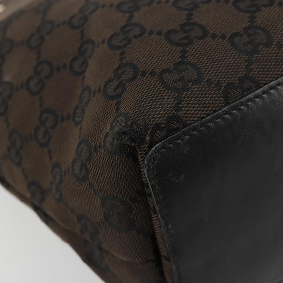 GUCCI GG Canvas Hand Bag Black Gold 002 1099 Auth ka4695