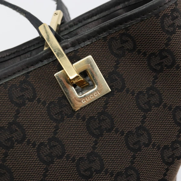 GUCCI GG Canvas Hand Bag Black Gold 002 1099 Auth ka4695