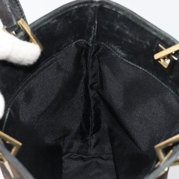GUCCI GG Canvas Hand Bag Black Gold 002 1099 Auth ka4695