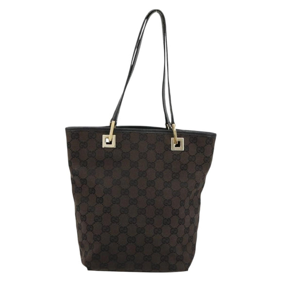 GUCCI GG Canvas Hand Bag Black Gold 002 1099 Auth ka4695