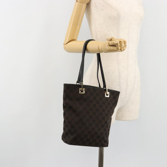 GUCCI GG Canvas Hand Bag Black Gold 002 1099 Auth ka4695