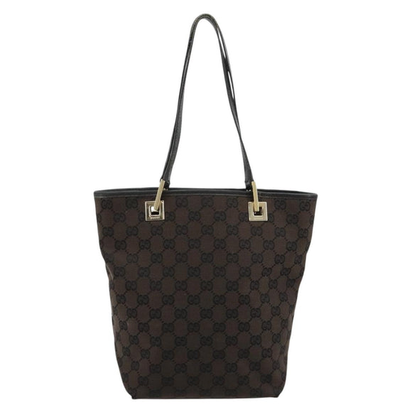 GUCCI GG Canvas Hand Bag Black Gold 002 1099 Auth ka4695
