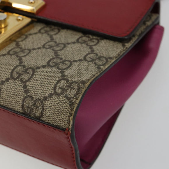 GUCCI GG Supreme Chain Shoulder Bag PVC Red Gold pink 409487 Auth ka4696