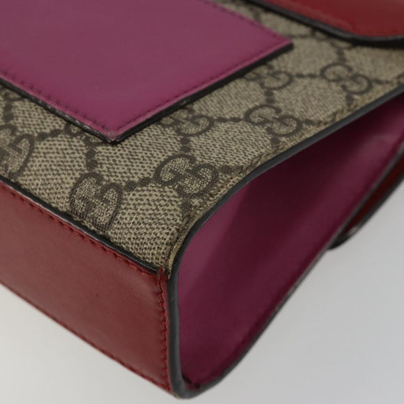 GUCCI GG Supreme Chain Shoulder Bag PVC Red Gold pink 409487 Auth ka4696