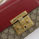 GUCCI GG Supreme Chain Shoulder Bag PVC Red Gold pink 409487 Auth ka4696-18