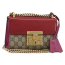 GUCCI GG Supreme Chain Shoulder Bag PVC Red Gold pink 409487 Auth ka4696-1