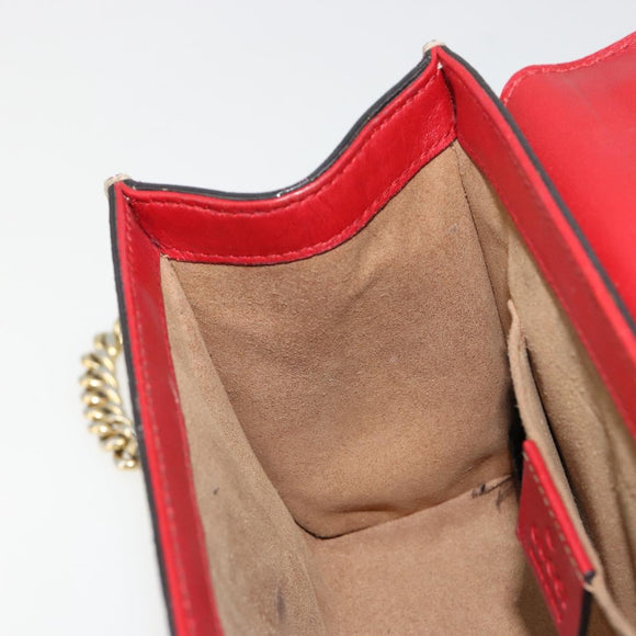 GUCCI GG Supreme Chain Shoulder Bag PVC Red Gold pink 409487 Auth ka4696