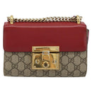GUCCI GG Supreme Chain Shoulder Bag PVC Red Gold pink 409487 Auth ka4696-13