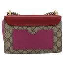 GUCCI GG Supreme Chain Shoulder Bag PVC Red Gold pink 409487 Auth ka4696-2