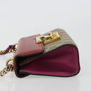 GUCCI GG Supreme Chain Shoulder Bag PVC Red Gold pink 409487 Auth ka4696-4