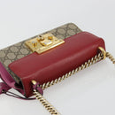 GUCCI GG Supreme Chain Shoulder Bag PVC Red Gold pink 409487 Auth ka4696-6