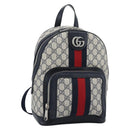 GUCCI GG Supreme Sherry Line Backpack PVC Navy Silver Red 547965 Auth ka4697SAM-1