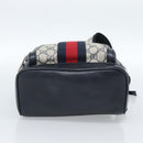 GUCCI GG Supreme Sherry Line Backpack PVC Navy Silver Red 547965 Auth ka4697SAM-11