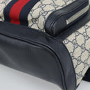 GUCCI GG Supreme Sherry Line Backpack PVC Navy Silver Red 547965 Auth ka4697SAM-12