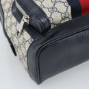 GUCCI GG Supreme Sherry Line Backpack PVC Navy Silver Red 547965 Auth ka4697SAM-13