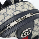 GUCCI GG Supreme Sherry Line Backpack PVC Navy Silver Red 547965 Auth ka4697SAM-16
