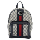 GUCCI GG Supreme Sherry Line Backpack PVC Navy Silver Red 547965 Auth ka4697SAM-2