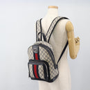 GUCCI GG Supreme Sherry Line Backpack PVC Navy Silver Red 547965 Auth ka4697SAM-26