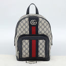 GUCCI GG Supreme Sherry Line Backpack PVC Navy Silver Red 547965 Auth ka4697SAM-27