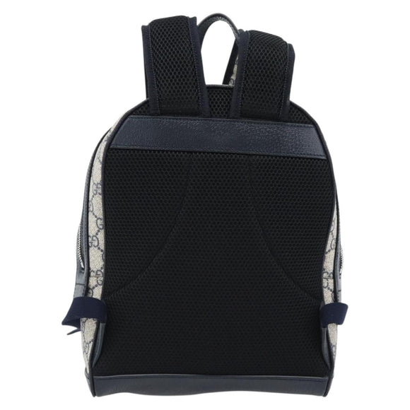 GUCCI GG Supreme Sherry Line Backpack PVC Navy Silver Red 547965 Auth ka4697SAM