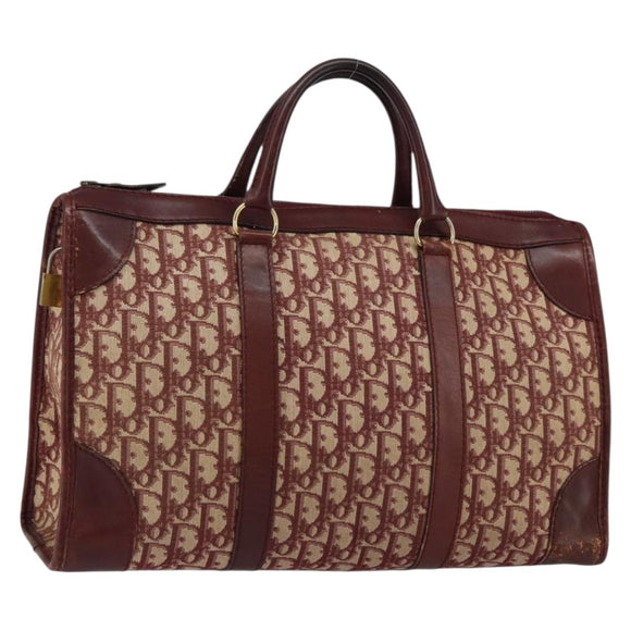 Christian Dior Trotter Canvas Hand Bag Red Gold Auth ka470