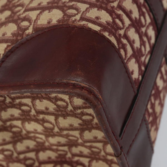 Christian Dior Trotter Canvas Hand Bag Red Gold Auth ka470