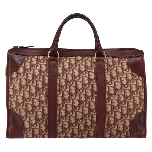 Christian Dior Trotter Canvas Hand Bag Red Gold Auth ka470