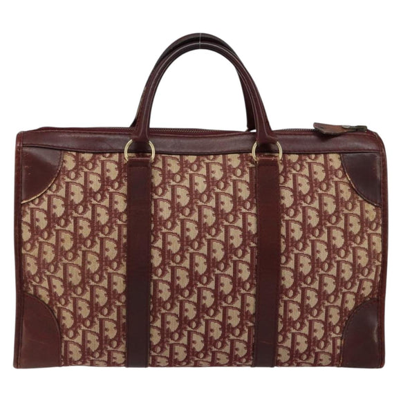 Christian Dior Trotter Canvas Hand Bag Red Gold Auth ka470