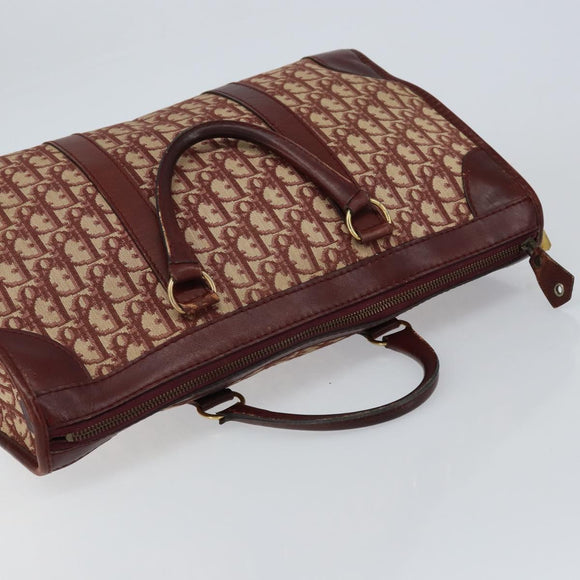 Christian Dior Trotter Canvas Hand Bag Red Gold Auth ka470