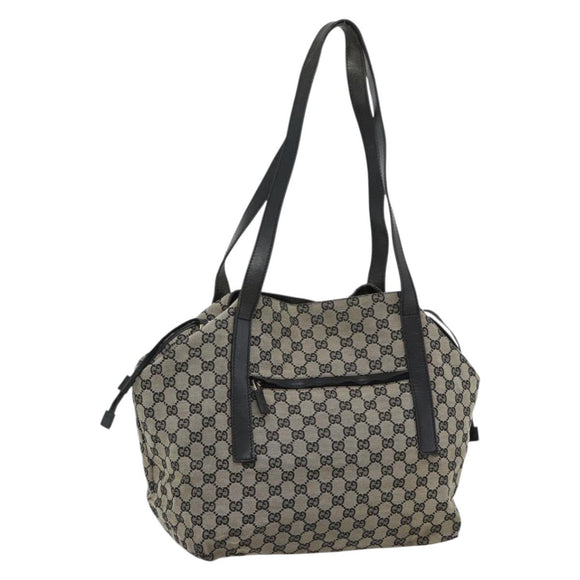 GUCCI GG Canvas Tote Bag Black Beige 019 0493 1669 Auth ka4701