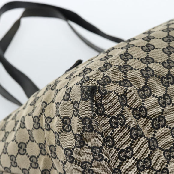 GUCCI GG Canvas Tote Bag Black Beige 019 0493 1669 Auth ka4701