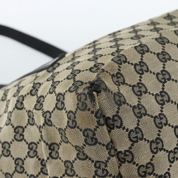 GUCCI GG Canvas Tote Bag Black Beige 019 0493 1669 Auth ka4701