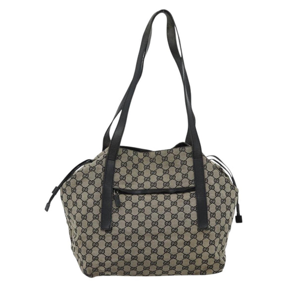 GUCCI GG Canvas Tote Bag Black Beige 019 0493 1669 Auth ka4701