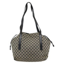 GUCCI GG Canvas Tote Bag Black Beige 019 0493 1669 Auth ka4701-3
