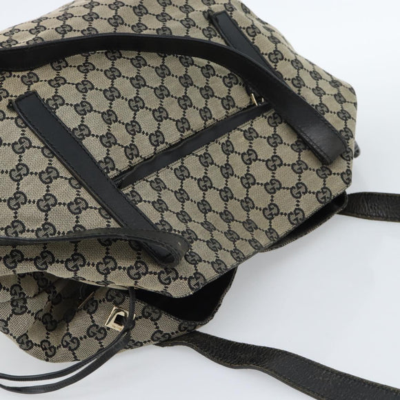 GUCCI GG Canvas Tote Bag Black Beige 019 0493 1669 Auth ka4701