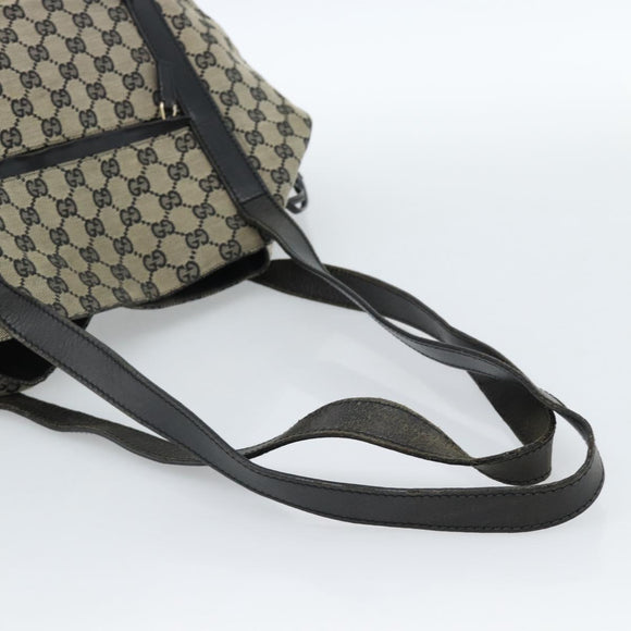 GUCCI GG Canvas Tote Bag Black Beige 019 0493 1669 Auth ka4701