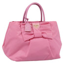PRADA Hand Bag Nylon Pink Gold Auth ka4702A-1